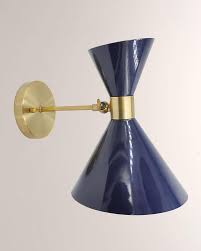 August Blue Cone Brass Sconce