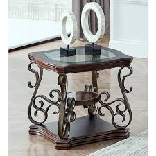 Brown Square Wood End Table Glass Table