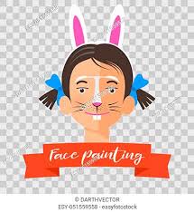 kid with rabbit face painting vector