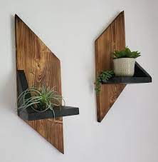 Geometric Wall Shelves Set Of 2 Wood