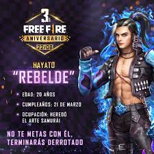 Here the user, along with other real gamers, will land on a desert island from the sky on parachutes and try to stay alive. Garena Free Fire V Twitter Conoce Todo Sobre Hayato Rebelde Es Tu Personaje Favorito