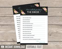 Ready for you to download and print! Bridal Shower Party Chalkboard Floral Theme How Well Do You Know The Bride Printable Game My Party Design