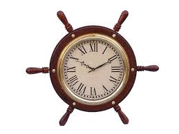 Buy Solid Wood Brass Ship Wheel Clock