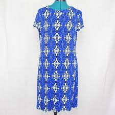 Leota Aline Flutter Sleeve Terrazo Blue Dress Nwt