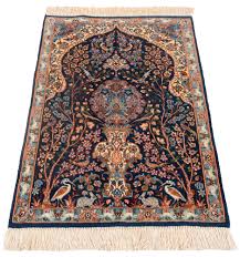 isfahan persian rug night blue 95 x 65 cm