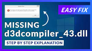 d3dcompiler 43 dll missing error how