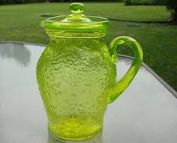 vintage textured yellow vaseline glass