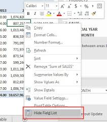 how to show pivot table fields