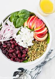 Put all but a large handful of the spinach in a large bowl. Spinach Apple Cranberry Salad Sweet And Savoury Pursuits