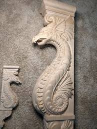 Wooden Corbel Dragon Shelf Carved