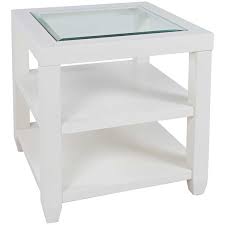 Jofran Urban Icon Glass Inlay End Table With Storage White