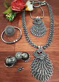 quality silver oxidised jewellery set