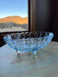 Vintage Indiana Glass Blue Fruit Bowl