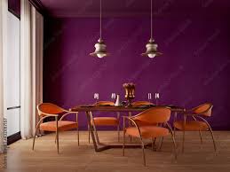 Purple Wall Orange Chairs Table Lamp