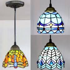 Tiffany Style Lamp Hanging Fixture Floral 2 Lights Glass Shade Pendant Lighting For Sale Online Ebay