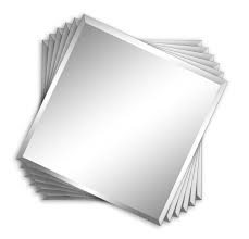 square beveled frameless wall mirror