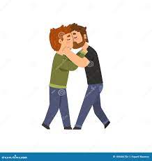 Couple of Gay Men Embracing and Kissing, Lgbt Men in Love Cartoon Vector  Illustration Stock Vector - Illustration of person, caucasian: 109406754