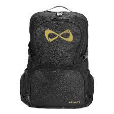 black sparkle backpack gold logo