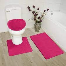 3pc Bathroom Set Rug Contour Mat Toilet