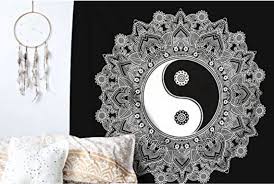 Large Yin Yang Cotton Mandala Tapestry