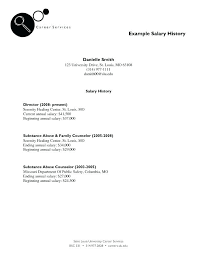 Cover Letter Salary Requirements Resume With Salary History Example