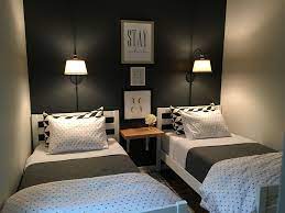 small guest room with two twin beds