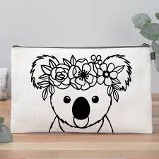 sketched koala make up bag by