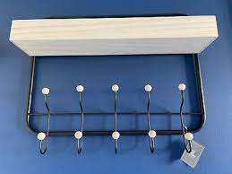 Coat Hooks Storage Shelf Holder Wall