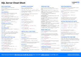 sql server cheat sheet learnsql com