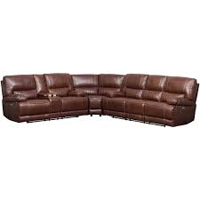 3pc brown leather reclining sectional