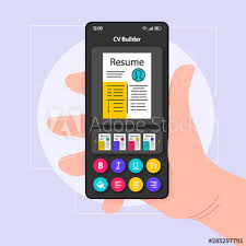 Salesforce native apps (free) $0.00 / month for 24 months. Cv Builder Smartphone Interface Vector Template Mobile App Page Color Design Layout Professional Resume Template Creator Screen Flat Ui For Application Hand Holding Phone With Cv Editor On Display Stock Vector