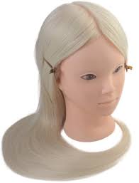 mannequin doll head with synthetic hair