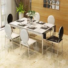 Stainless steel finish kitchen & dining room tables : Rama Dymasty Stainless Steel Dining Room Set Home Furniture Modern Marble Dining Table And Chairs Rectangle Table 0 Off