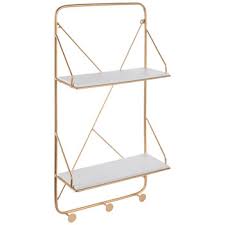 White Gold Metal Wall Shelf With