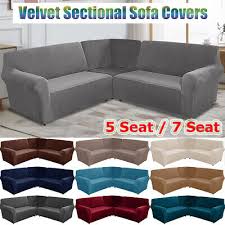 Stretch Velvet Corner Sofa Slipcover 5