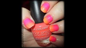 neon peach pink ombre nail art you