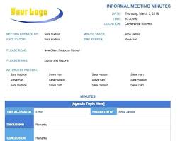 Informal Meeting Minutes Template Agenda Free Definition And