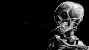 black background teeth smoking bones