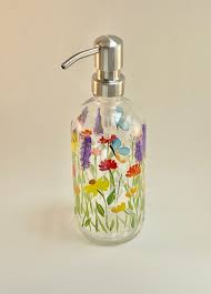 Hand Painted Soap Dispenser Flowers