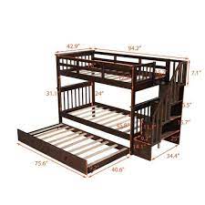 wetiny espresso twin bunk bed with twin