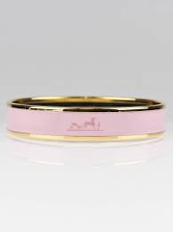Hermes Pink Enamel Caleche Medium Bangle Bracelet Size 65