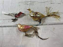 Vintage Clip On Glass Bird Ornaments