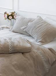 3 Pcs Natural Flax Lace Linen Bedding