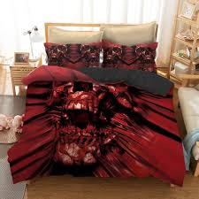 screaming skull red and black bedding