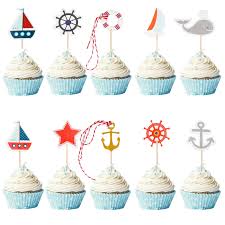 72 pieces nautical cupcake toppers