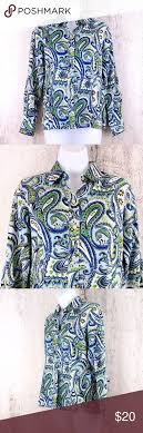 Green Blue Paisley Wrinkle Free Button Up Shirt Foxcroft