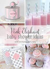 pink and gray elephant baby shower