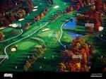 Aerial view of golf course & fall foliage; Pipestem Resort State ...
