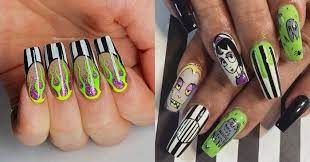 beetlejuice nail designs for halloween
