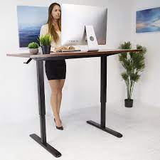 Gigacloud office desk/adjustable height standing desk with crank handle. Hand Crank Sit Stand Desk Frame Only Black Mi 7931 Mount It